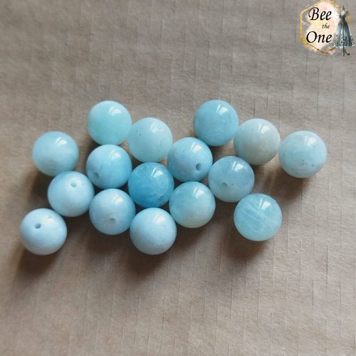 Perle ronde en aigue-marine naturelle - grade ab - 10 mm