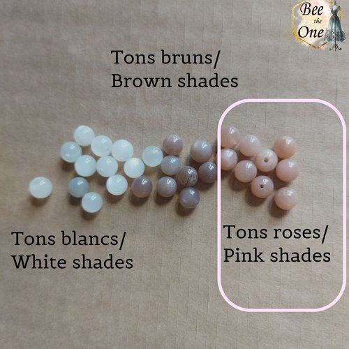 Perle ronde en pierre de lune naturelle - grade aa - 6 mm - tons roses