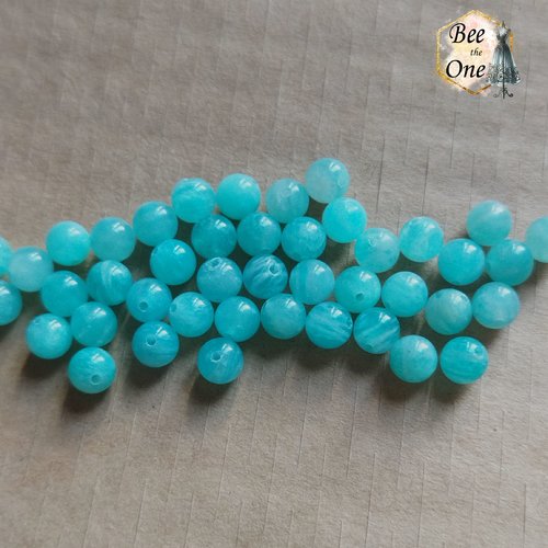 Perle ronde en amazonite naturelle - grade aa - 6 mm