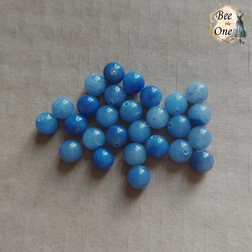 Perle ronde en aventurine bleue naturelle - grade a - 6 mm