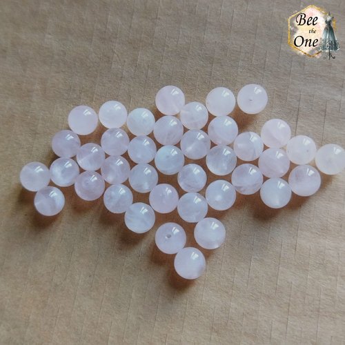 Perle ronde en quartz rose naturel - grade aa - 6 mm