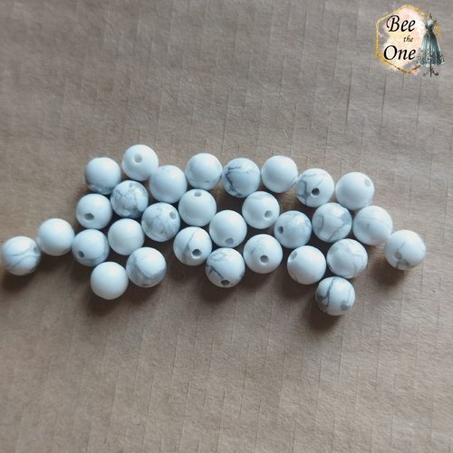 Perle ronde en howlite blanche naturelle - grade a - 6 mm