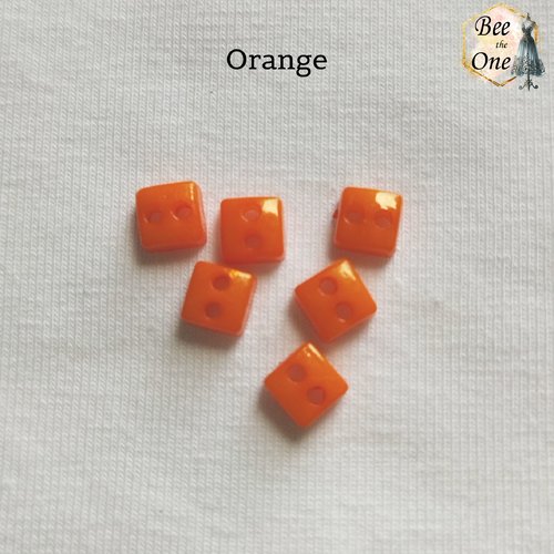 Mini bouton carré en plastique - 5 mm - orange