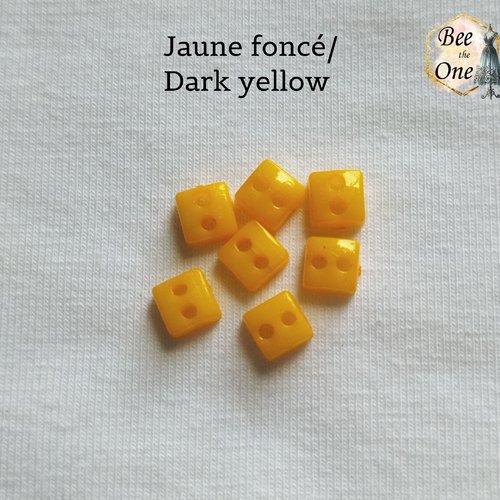 Mini bouton carré en plastique - 5 mm - jaune foncé