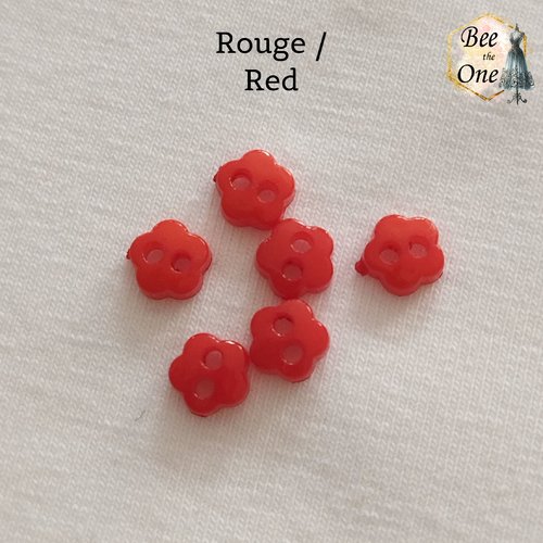Mini bouton fleur en plastique - 6 mm - rouge