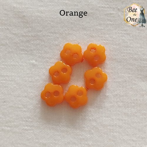Mini bouton fleur en plastique - 6 mm - orange