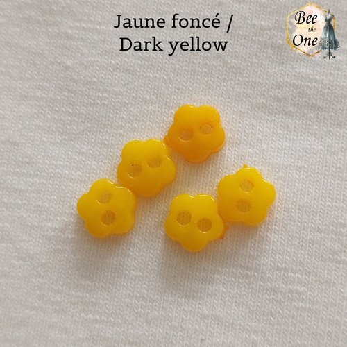 Mini bouton fleur en plastique - 6 mm - jaune foncé