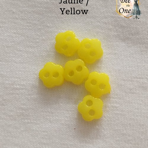 Mini bouton fleur en plastique - 6 mm - jaune