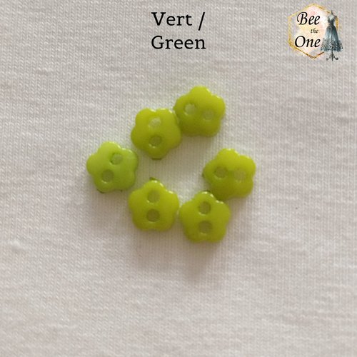 Mini bouton fleur en plastique - 6 mm - vert