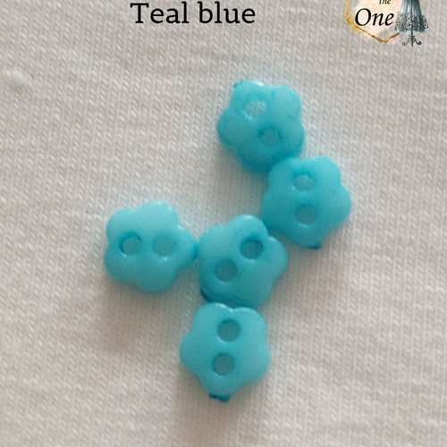 Mini bouton fleur en plastique - 6 mm - bleu turquoise