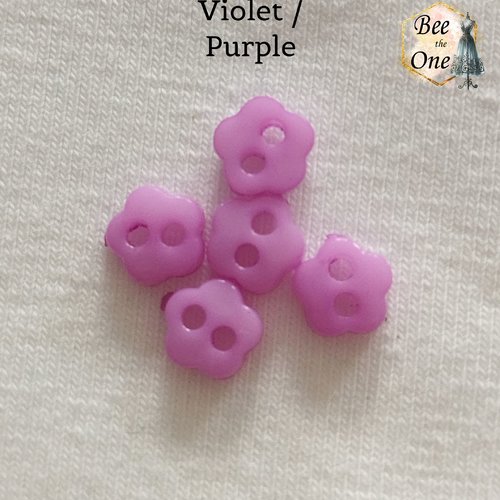 Mini bouton fleur en plastique - 6 mm - violet