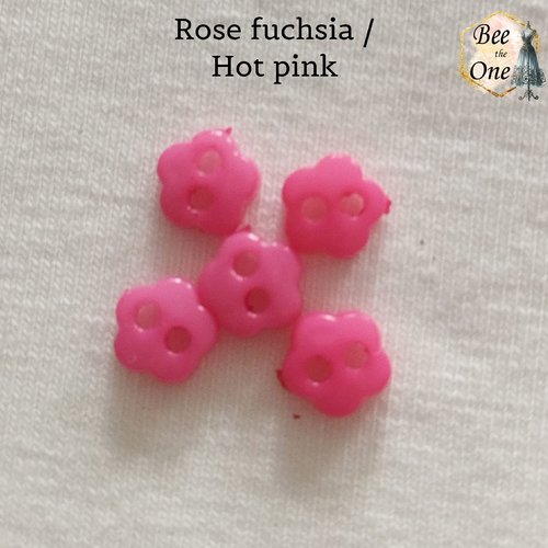 Mini bouton fleur en plastique - 6 mm - rose fuchsia