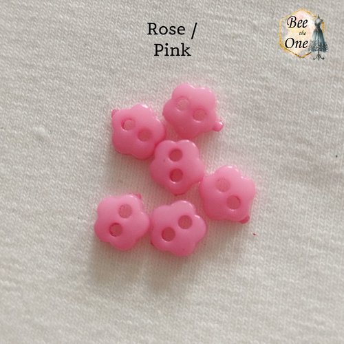 Mini bouton fleur en plastique - 6 mm - rose
