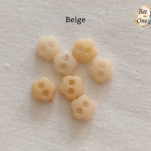 Mini bouton fleur en plastique - 6 mm - beige