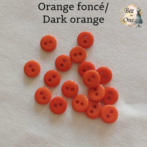 Mini bouton rond en plastique - 9 mm - orange foncé