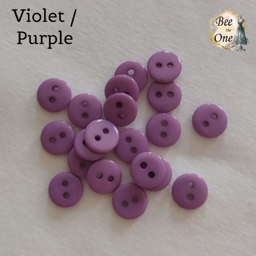 Mini bouton rond en plastique - 9 mm - violet