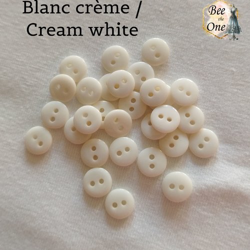 Mini bouton rond en plastique - 9 mm - blanc crème