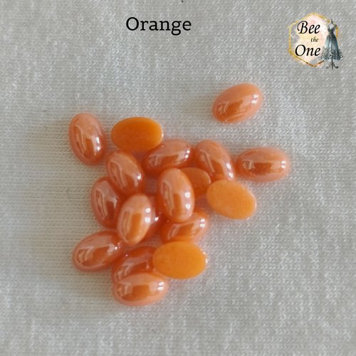 Lot de 30 cabochons strass demi-perle ovale à coller - 6 x 4 mm - orange
