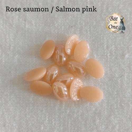 Lot de 30 cabochons strass demi-perle ovale à coller - 6 x 4 mm - rose saumon