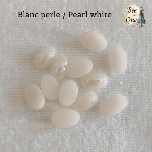 Lot de 30 cabochons strass demi-perle ovale à coller - 6 x 4 mm - blanc perle
