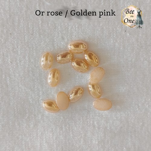 Lot de 30 cabochons strass demi-perle ovale à coller - 6 x 4 mm - or rose