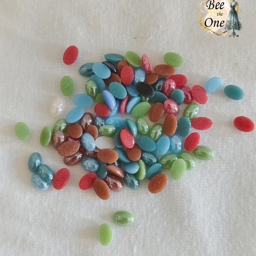 Lot de 30 cabochons strass demi-perle ovale à coller - 6 x 4 mm - mix