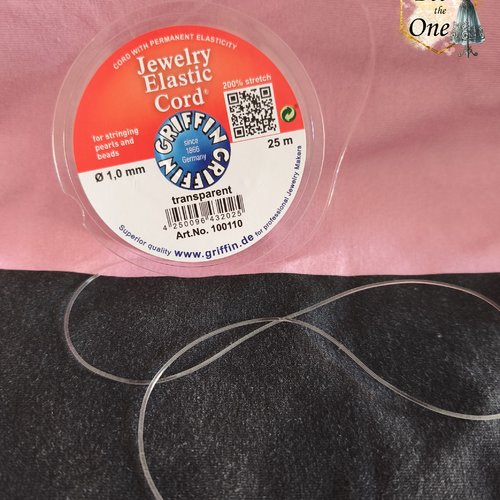 Fil élastique pour bijoux en perles 200% stretch elastic cord griffin - 1 mm x 1 mètre - transparent - qualité professionnelle