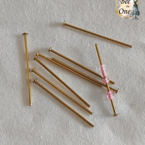 Lot de 5 clous tige à tête plate - acier inoxydable inox 304 - galvanisation doré 18k - 30 mm x 1 mm
