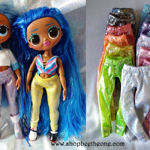 Vêtement pantalon collant leggings long imprimé holographique pour poupées lol surprise! omg - 13 coloris - collection basics