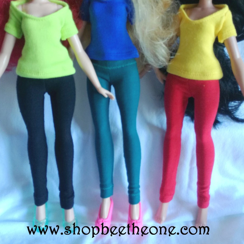 Vêtement pantalon collant leggings long pour poupées disney princesses (hasbro) - 5 coloris - collection basics
