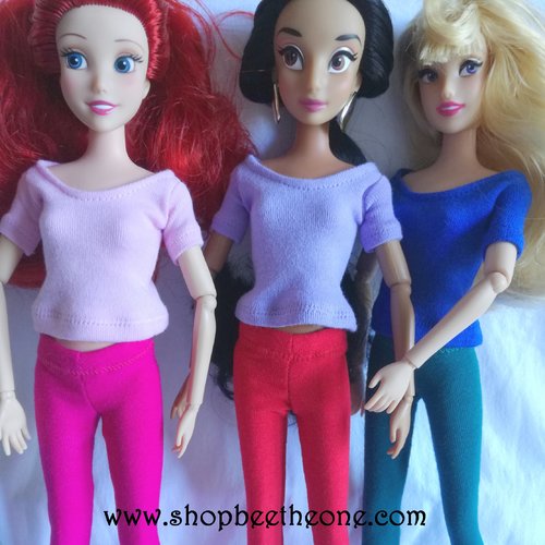 Vêtement t-shirt manches courtes pour poupées disney princesses (disney store) - 5 coloris - collection basics