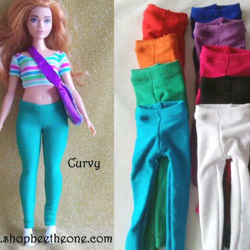 Vêtement pantalon collant leggings long pour poupées barbie - 9 coloris - taille curvy - collection basics
