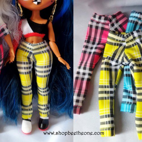 Pantalon collant leggings long motif rayures et coeurs pour poupées L.O.L  Surprise! O.M.G - par Bee the One - Collection Basics