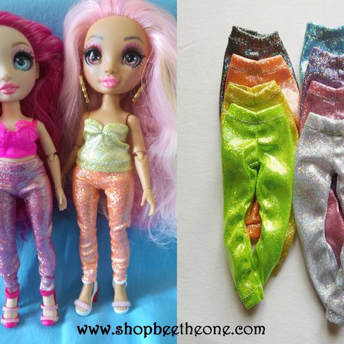 Vêtement pantalon collant leggings long imprimé holographique pour poupées rainbow high - 8 coloris - collection basics