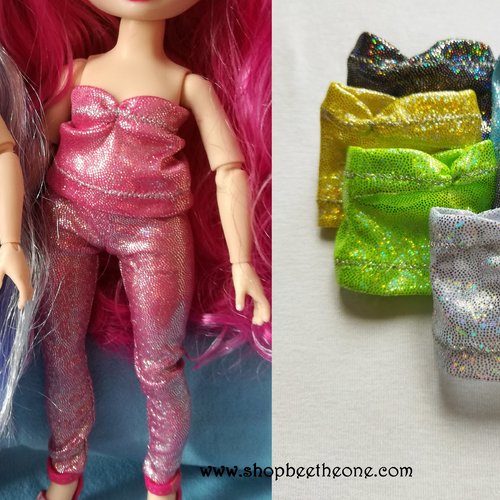 Vêtement bustier sirène imprimé holographique pour poupées rainbow high - 7 coloris - collection basics