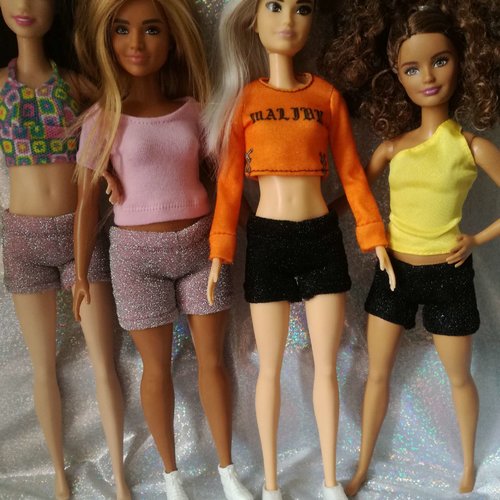 Vêtement short brillant pour poupées barbie - 3 couleurs - classic/tall - collection glitter party