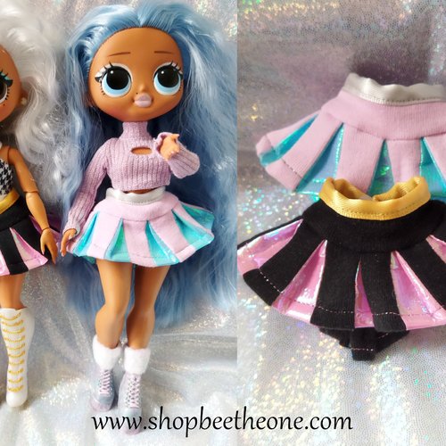 Vêtement jupe plissée bicolore et brillante pour poupées lol surprise! omg - 2 coloris - par bee the one - collection glitter party