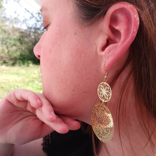 Boucles d'oreilles bohèmes doré • bijoux pour femme • bohème • cadeau pour elle