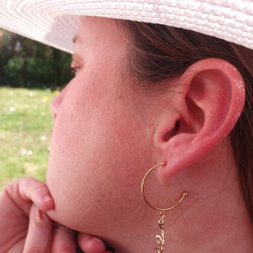 Boucles d'oreilles  créole ouverte serpent doré • bijoux pour femme • bijou • bohème • tendance • cadeau pour elle