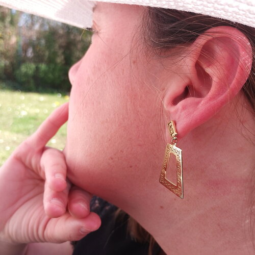 Boucles d'oreilles pendantes doré aux allures inca • bijoux pour femme • bijou • bohème • tendance • cadeau pour elle