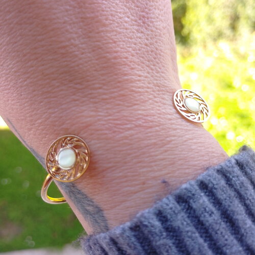 Bracelet jonc minimaliste en acier inoxydable doré et blanc • bijoux femmes • tendance • idée cadeau • bijou bracelet