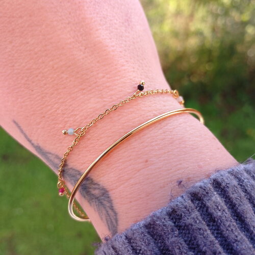 Bracelet deux rangs en acier inoxydable doré • bijoux femmes • idée cadeau • bijou bracelet • bohème