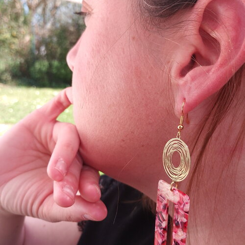 Longue boucles d'oreilles rose et doré • bijoux pour femme • bijou • bohème • tendance • cadeau pour elle