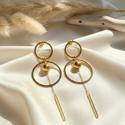 Boucles d’oreilles pendantes dorées acier inoxydable design géométrique tendance minimaliste