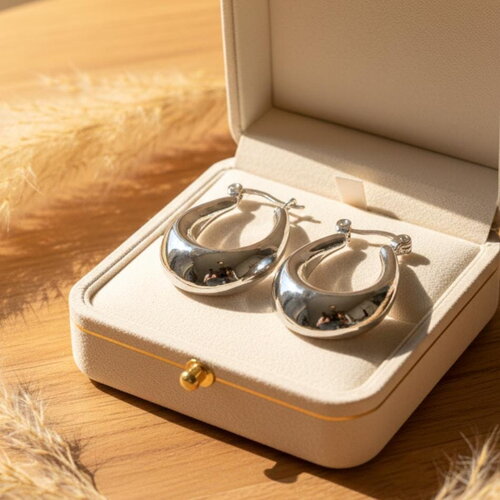 Boucles d'oreilles goutte en acier inoxydable argenté