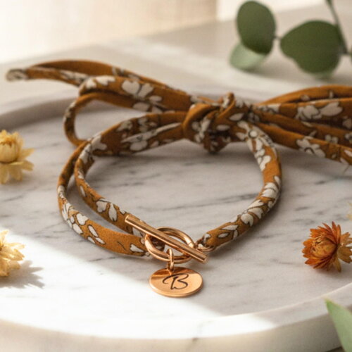 Bracelet liberty à nouer personnalisable – initiale – acier inoxydable