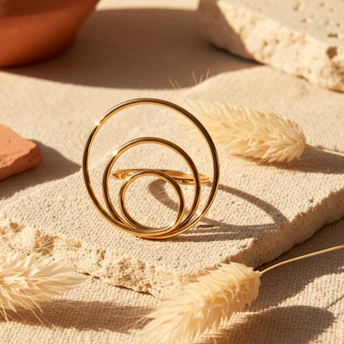 Grosse bague spirale dorée xxl – bijou femme en acier inoxydable ajustable