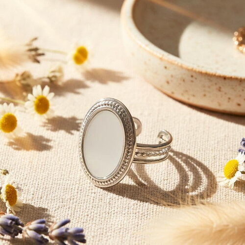 Bague nacre en acier inoxydable argenté