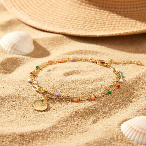 Chaîne de cheville dorée avec pendentif coquillage