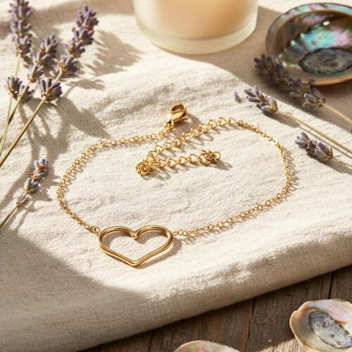 Bracelet fin cœur doré en acier inoxydable – bijou femme minimaliste et romantique ajustable